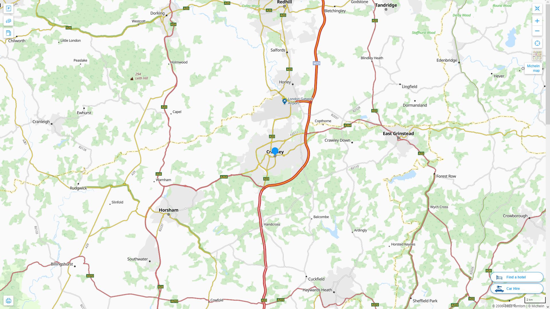 Crawley Royaume Uni Autoroute et carte routiere